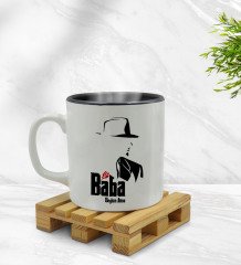 Kişiye Özel Baba Godfather Tasarımlı İçi Siyah Renkli Kupa Bardak Model 16