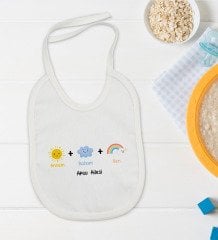 BK Kids Kişiye Özel Annem Babam Ben Tasarımlı Bebek Body Zıbın ve Mama Önlüğü Hediye Seti - Model 1
