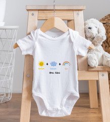 BK Kids Kişiye Özel Annem Babam Ben Tasarımlı Bebek Body Zıbın ve Mama Önlüğü Hediye Seti - Model 1