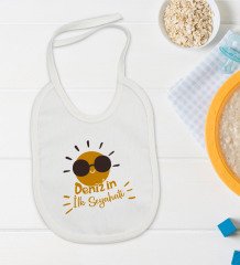 BK Kids Kişiye Özel İlk Seyahat Tasarımlı Bebek Body Zıbın ve Mama Önlüğü Hediye Seti - Model 1
