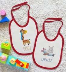 BK Kids Kişiye Özel İsimli 2’li Kırmızı Mama Önlüğü-11