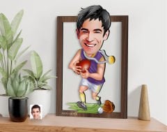 BK Gift Kişiye Özel Amerikan Futbolcusu Karikatürlü 3D Ahşap Tablo-11, Sevgiliye Hediye, Arkadaşa Hediye, Doğum Günü Hediyesi