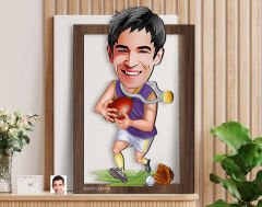BK Gift Kişiye Özel Amerikan Futbolcusu Karikatürlü 3D Ahşap Tablo-11, Sevgiliye Hediye, Arkadaşa Hediye, Doğum Günü Hediyesi