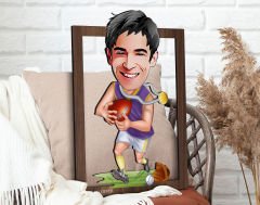 BK Gift Kişiye Özel Amerikan Futbolcusu Karikatürlü 3D Ahşap Tablo-11, Sevgiliye Hediye, Arkadaşa Hediye, Doğum Günü Hediyesi