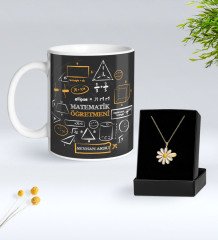 Kişiye Özel Matematik Öğretmeni Kupa Ve Papatya Kolye Hediye Seti-10