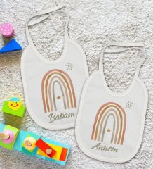 BK Kids Annem ve Babam Tasarımlı 2’li Beyaz Mama Önlüğü-1