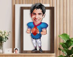 BK Gift Kişiye Özel Amerikan Futbolcusu Karikatürlü 3D Ahşap Tablo-12, Sevgiliye Hediye, Arkadaşa Hediye, Doğum Günü Hediyesi