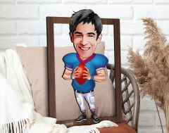 BK Gift Kişiye Özel Amerikan Futbolcusu Karikatürlü 3D Ahşap Tablo-12, Sevgiliye Hediye, Arkadaşa Hediye, Doğum Günü Hediyesi
