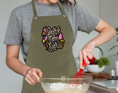 BK Gift Profesyonel Anneler Günü Tasarımlı Haki Mutfak Önlüğü, Aşçı Önlüğü, Şef Önlüğü, Ev Hediyesi, Anneye Hediye-1