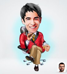 Kişiye Özel Erkek Patron Karikatürlü Sosyal Medya Dijital Profil Fotoğrafı - Model 2