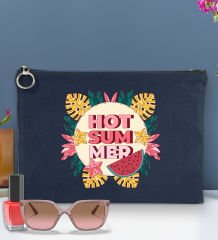 BK Gİft Yaz Temalı-8 Astarlı Lacivert Portföy Çanta 30x21cm, Baskılı El Çantası, Organizer Çanta
