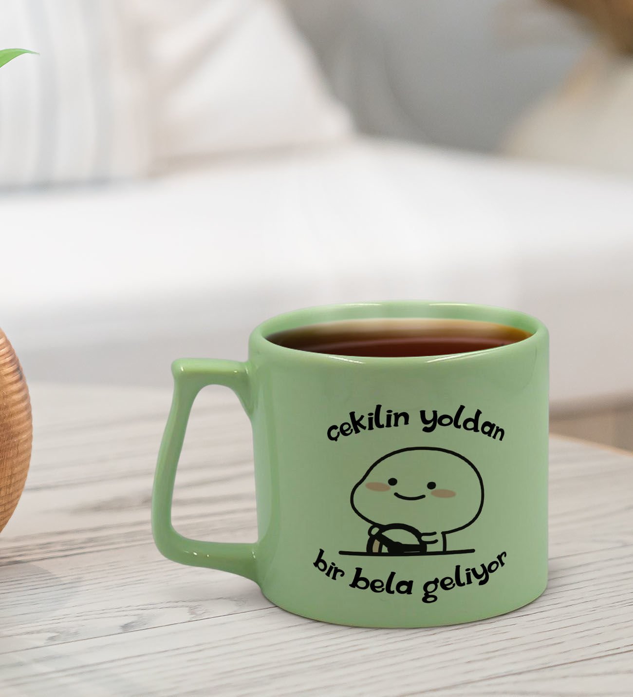BK Gift Pastel Yeşil Middle Kupa Bardak, Arkadaşa Hediye, Ev Hediyesi, Doğum Günü Hediyesi, Ofis Hediyesi-4