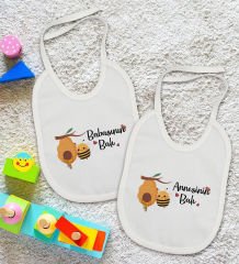 BK Kids Annesinin ve Babasının Balı Tasarımlı 2’li Beyaz Mama Önlüğü-1