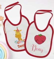 BK Kids Kişiye Özel İsimli 2’li Kırmızı Mama Önlüğü-13