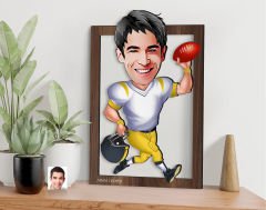 BK Gift Kişiye Özel Amerikan Futbolcusu Karikatürlü 3D Ahşap Tablo-13, Sevgiliye Hediye, Arkadaşa Hediye, Doğum Günü Hediyesi