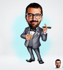 Kişiye Özel Erkek Patron Karikatürlü Sosyal Medya Dijital Profil Fotoğrafı - Model 3