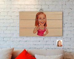 Kişiye Özel Abla Karikatürlü Otantik Ahşap Palet Tablo-1