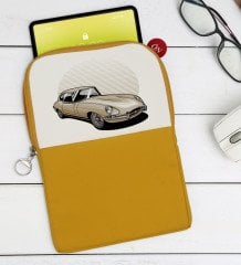 BK Gift Klasik Araç Tasarımlı Taşınabilir Koruyucu Tablet Kılıfı & Organizer Çanta - Sarı-8