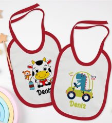 BK Kids Kişiye Özel İsimli 2’li Kırmızı Mama Önlüğü-14