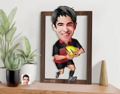 BK Gift Kişiye Özel Amerikan Futbolcusu Karikatürlü 3D Ahşap Tablo-14, Sevgiliye Hediye, Arkadaşa Hediye, Doğum Günü Hediyesi