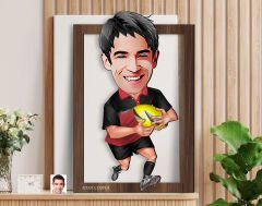 BK Gift Kişiye Özel Amerikan Futbolcusu Karikatürlü 3D Ahşap Tablo-14, Sevgiliye Hediye, Arkadaşa Hediye, Doğum Günü Hediyesi