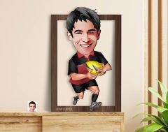 BK Gift Kişiye Özel Amerikan Futbolcusu Karikatürlü 3D Ahşap Tablo-14, Sevgiliye Hediye, Arkadaşa Hediye, Doğum Günü Hediyesi