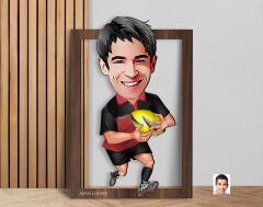 BK Gift Kişiye Özel Amerikan Futbolcusu Karikatürlü 3D Ahşap Tablo-14, Sevgiliye Hediye, Arkadaşa Hediye, Doğum Günü Hediyesi
