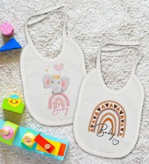 BK Kids Baby Tasarımlı 2’li Beyaz Mama Önlüğü-1