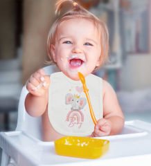BK Kids Baby Tasarımlı 2’li Beyaz Mama Önlüğü-1