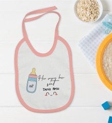 BK Kids Kişiye Özel Pembe Bebek Mama Önlüğü - Model 102