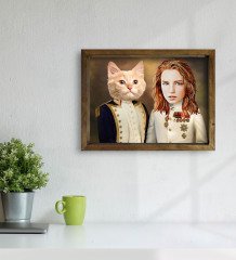 Evcil Dostlara Özel Portre Doğal Masif Ahşap Çerçeveli Tablo 45x65cm-34