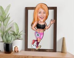 BK Gift Kişiye Özel Kadın Koşucu Karikatürlü 3D Ahşap Tablo-2, Sevgiliye Hediye, Arkadaşa Hediye, Doğum Günü Hediyesi