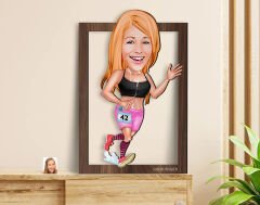 BK Gift Kişiye Özel Kadın Koşucu Karikatürlü 3D Ahşap Tablo-2, Sevgiliye Hediye, Arkadaşa Hediye, Doğum Günü Hediyesi