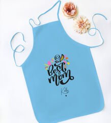 BK Gift Kişiye Özel İsimli Anneler Günü Tasarımlı Mavi Mutfak Önlüğü, Aşçı Önlüğü, Şef Önlüğü, Anneye Hediye-17