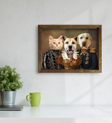 Evcil Dostlara Özel Portre Doğal Masif Ahşap Çerçeveli Tablo 45x65cm-23