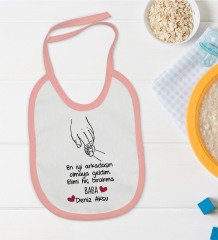 BK Kids Kişiye Özel Pembe Bebek Mama Önlüğü - Model 104