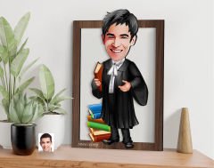 BK Gift Kişiye Özel Erkek Avukat Karikatürlü 3D Ahşap Tablo-7, Sevgiliye Hediye, Arkadaşa Hediye, Doğum Günü Hediyesi