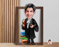 BK Gift Kişiye Özel Erkek Avukat Karikatürlü 3D Ahşap Tablo-7, Sevgiliye Hediye, Arkadaşa Hediye, Doğum Günü Hediyesi