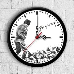 Kişiye Özel Atatürk Tasarımlı Ahşap Duvar Saati (30 cm.) - 4