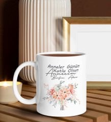 BK Gift Kişiye Özel Anneler Günü Temalı Beyaz Kupa Bardak, Anneler Günü Hediyesi, Anneye Hediye, Ev Hediyesi-9