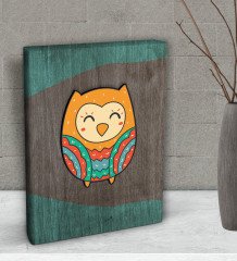 BK Gift Baykuş Tasarımlı Dekoratif Mini Kanvas Tablo 15x20cm-4