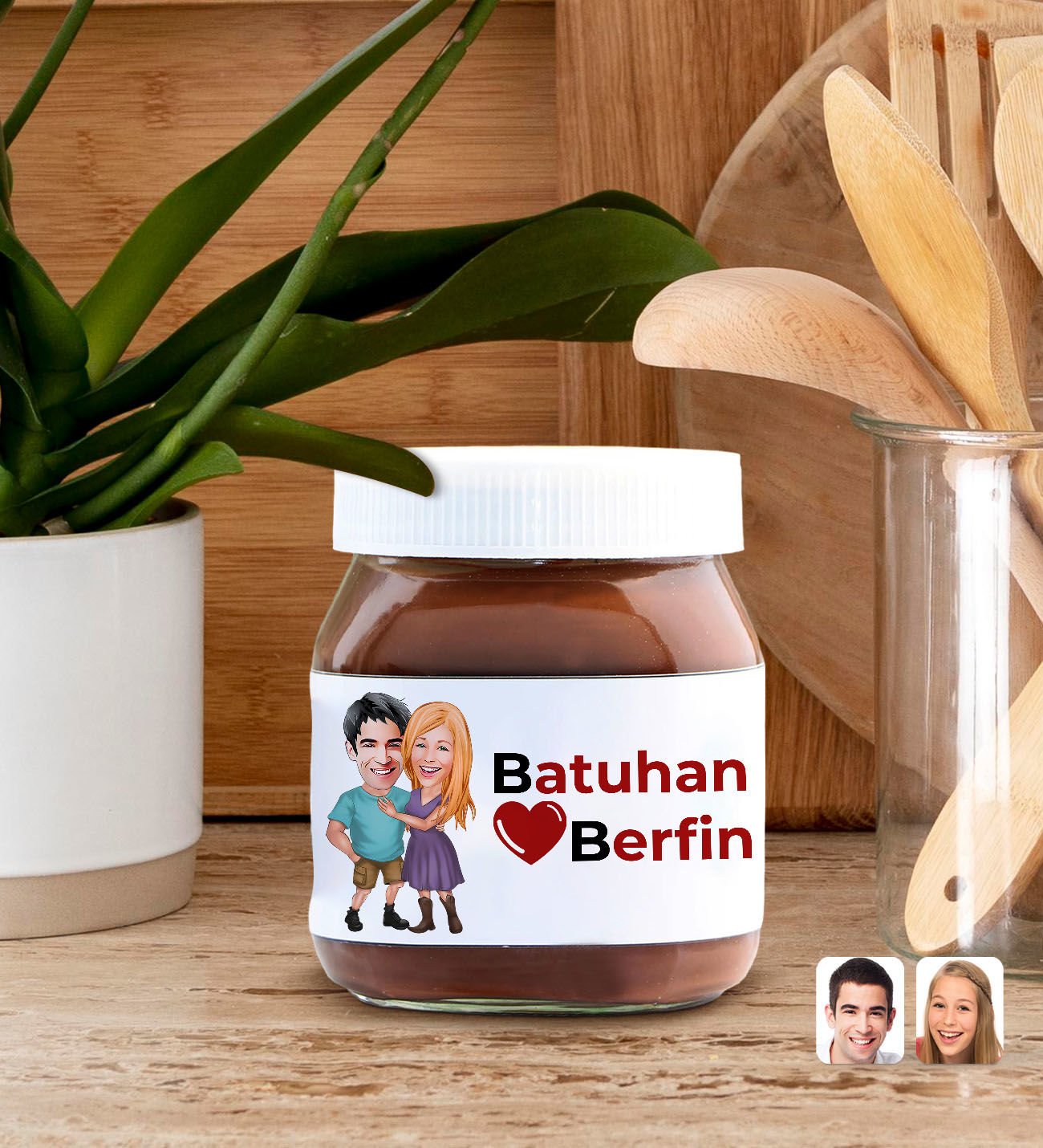 BK Gift Sevgiliye Özel İsimli ve Karikatürlü Nutella 400gr., Sevgiliye Hediye, Sevgililer Günü Hediye, Doğum Günü Hediyesi-2