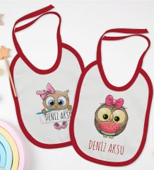 BK Kids Kişiye Özel İsimli 2’li Kırmızı Mama Önlüğü-18