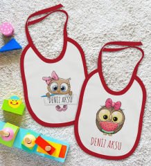 BK Kids Kişiye Özel İsimli 2’li Kırmızı Mama Önlüğü-18