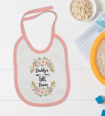BK Kids Kişiye Özel Pembe Bebek Mama Önlüğü - Model 105