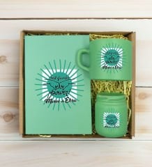BK Gift Kişiye Özel İsimli DTF Best Friend Temalı Yeşil Defter & Kahve Fincanı & Mum Hediye Seti-1, Arkadaşa Hediye, Doğum Günü Hediyesi