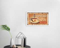 BK Home Coffee Tasarımlı Dekoratif Ahşap Beyaz Çerçeveli Tablo-37