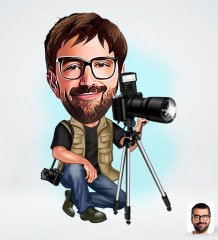 Kişiye Özel Erkek Fotoğrafçı Karikatürlü Sosyal Medya Dijital Profil Fotoğrafı - Model 1