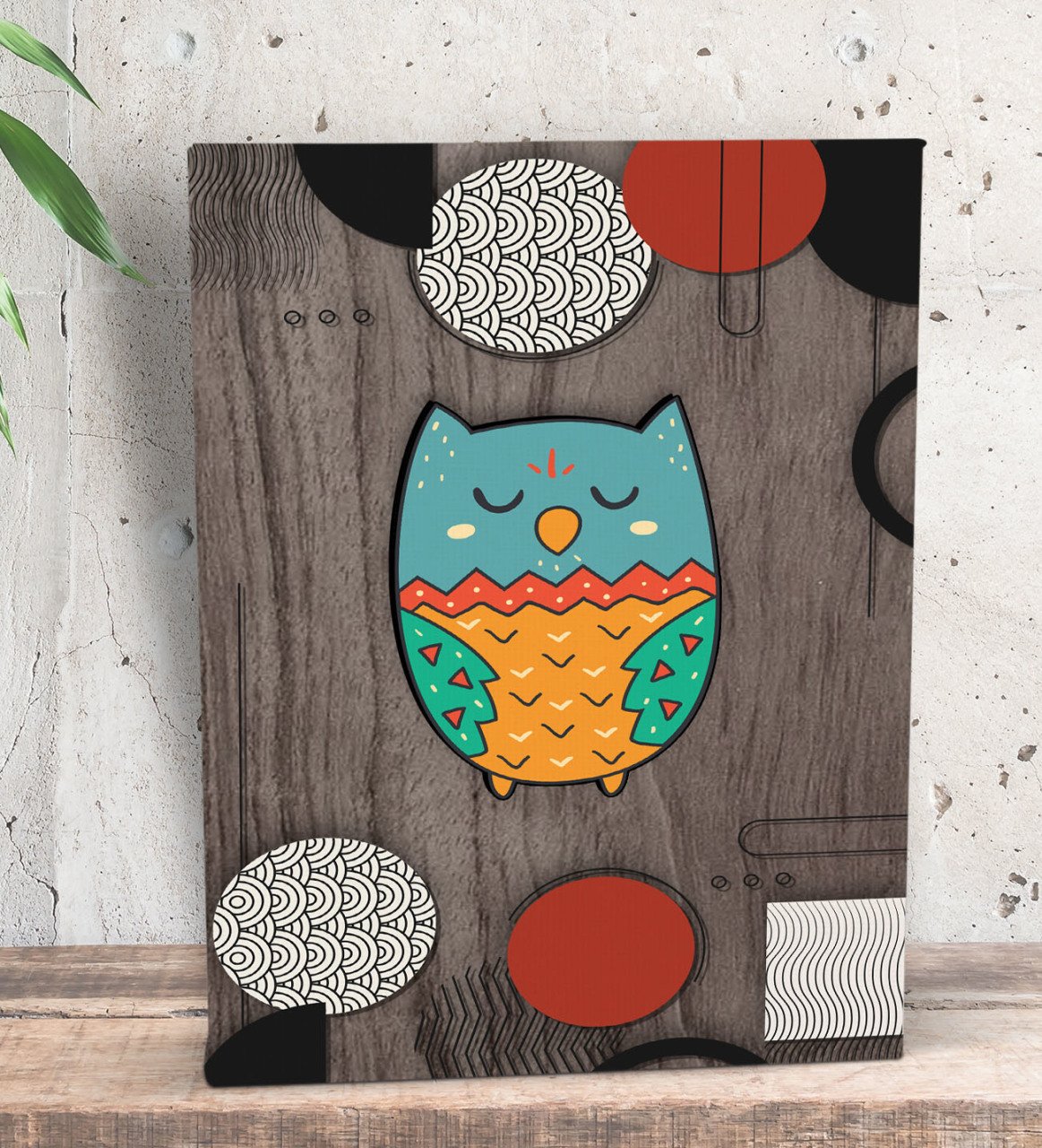 BK Gift Baykuş Tasarımlı Dekoratif Mini Kanvas Tablo 15x20cm-5