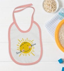 BK Kids Kişiye Özel Pembe Bebek Mama Önlüğü - Model 106